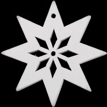 Vánoční dekorace Dřevěné dekorace vánoční vločka, hvězda, stromeček, zvoneček, koník, sob k zavěšení / k nalepení Varianta: 6 bílá hvězda, Balení: 6 ks