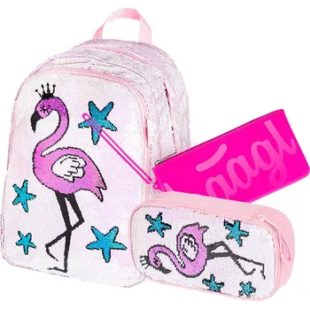 Set školních potřeb Baagl Školní set Fun Plameňák