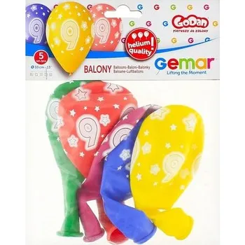 Balony Premium Hel z nadr. 9, 13" op. 5szt., GoDan