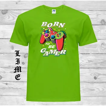 Chlapecké tričko detske-levne-bavlnene-tricko-potisk-gamer-ovladac-her-joystick Barva: Lime - limetková, velikost: 128