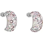 Evolution Group s.r.o. Stříbrné náušnice visací s krystaly Swarovski růžový půlkruh 31164.3