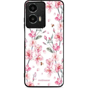 Pouzdro na mobilní telefon Lesklý kryt Mobiwear Glossy - Motorola Moto G24 Power - G033G - Růžové květy (Prémiové lesklé pouzdro, obal, kryt Mobiwear Glossy na mobil Motorola Moto G24 Power - G033G - Růžové květy, materiál Plast + TPU silikon - krytí po všech stranách, neošoupateln