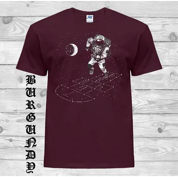 Dívčí tričko detske-levne-bavlnene-tricko-potisk-kosmonaut-hra-panak Barva: Burgundy - vínová, velikost: 104