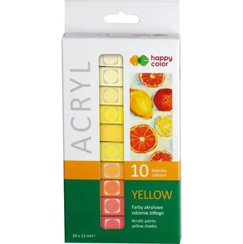 Set školních potřeb Farby akrylowe 12ml 10 kol żółty HAPPY COLOR