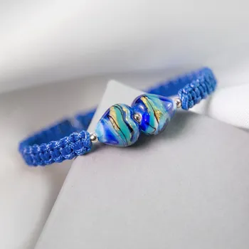 Náramek Lampglas Náramek Double Infinite Sky Blue s 24karátovým zlatem v perle Lampglas materiál kovu: chirurgická ocel