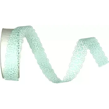 Stuha Vysekávaná krajková stuha CITYDREAMS světle modrá 25mm x 1,5m (10,-Kč/m) (CITYDREAMS stuha girlandová, oboulící, barva světle modrá)