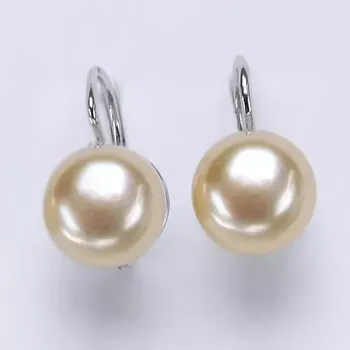 Náušnice Stříbrné náušnice přírodní perla lososová - NK1299 (Stříbrné náušnice s přírodní perlou 12 mm)