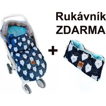 Fusak Dětský fusak maxi PREMIUM Winter bear, + rukávník ,granátový, 110x50cm, Baby Nellys