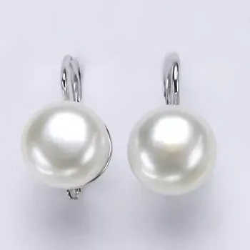 Náušnice Stříbrné náušnice přírodní perla bílá - NK1299 (Stříbrné náušnice s přírodní perlou 12 mm)