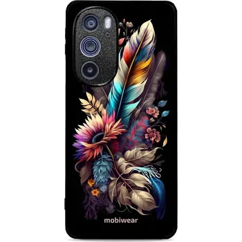 Pouzdro na mobilní telefon Lesklý kryt Mobiwear Glossy - Motorola Edge 30 Pro - G011G Kytice s pírkem (Prémiové lesklé pouzdro, obal, kryt Mobiwear Glossy na mobil Motorola Edge 30 Pro - G011G Kytice s pírkem, materiál Plast + TPU silikon - krytí po všech stranách, neošoupatelný)