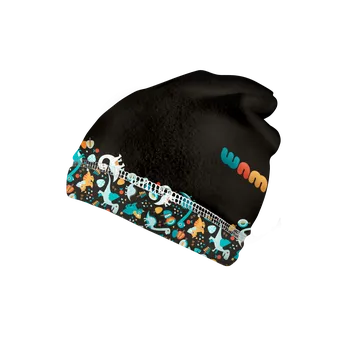 Kojenecká čepice Fleecová čepice dětská WAMU, dinosauři, černohnědá - vel. XS,M