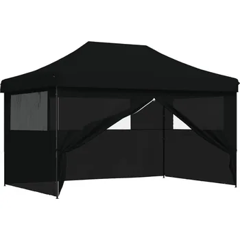 Zahradní stan OMAXI Skládací party stan pop-up se 4 bočními stěnami černý 491854