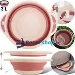 Silikonová skládací miska 3L, růžová