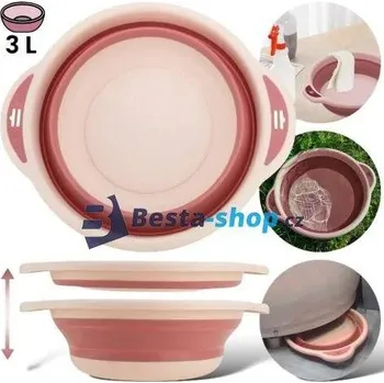 Silikonová skládací miska 3L, růžová