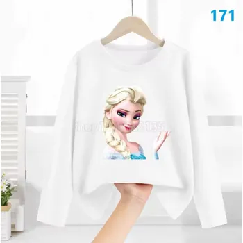 Dívčí tričko Dívčí tričko s dlouhým rukávem z pohádky Frozen (Ledové království) - růžové/černé/modré Barva: bílé BXQY-171, Velikost: 120