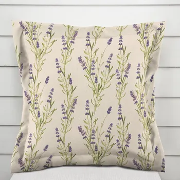Povlak na dekorativní polštářek Lněný dekorační povlak na polštář s lemem LEN-009 Levandule na režném 40 x 60 cm