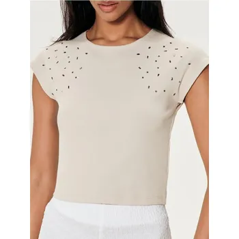 Sinsay - Krátká halenka - béžová - 999CG-02X - 999CG-02X-XXS