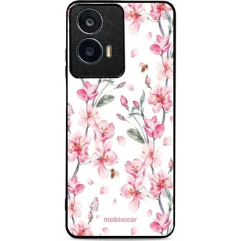 Pouzdro na mobilní telefon Lesklý kryt Mobiwear Glossy - Motorola Moto E14 - G033G - Růžové květy (Prémiové lesklé pouzdro, obal, kryt Mobiwear Glossy na mobil Motorola Moto E14 - G033G - Růžové květy, materiál Plast + TPU silikon - krytí po všech stranách, neošoupatelný potisk,)
