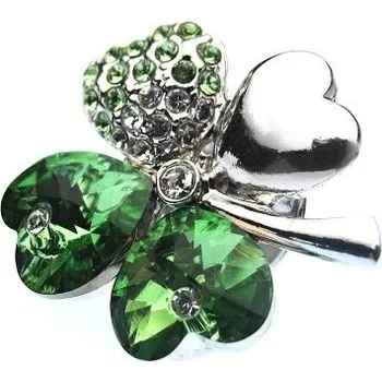 Brož Brož ČTYŘLÍSTEK Swarovski Elements Peridot