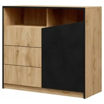 Ložnice Komoda Frumen FU05, Barva: dub věčný / dub věčný + černý MIRJAN 5903211385261