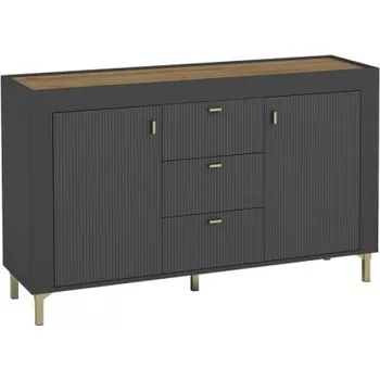 Ložnice Komoda Nivorta 2D3S NV6, Barva: černá / černá + dub whisky MIRJAN 5903211354649