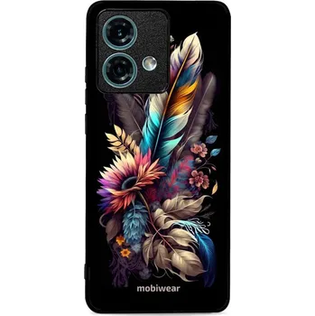 Pouzdro na mobilní telefon Lesklý kryt Mobiwear Glossy - Motorola Edge 40 Neo - G011G Kytice s pírkem (Prémiové lesklé pouzdro, obal, kryt Mobiwear Glossy na mobil Motorola Edge 40 Neo - G011G Kytice s pírkem, materiál Plast + TPU silikon - krytí po všech stranách, neošoupatelný)
