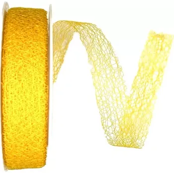 Stuha Stuha MESH YELLOW floristická síťka žlutá 25mm x 25m (Stuha síťovaná, floristická, barva sytě žlutá)