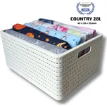 Rotho 2. jakost - Plastový košík COUNTRY, rovný, bílý (28l - 43x33x22)