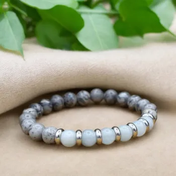 Náramek MkD Akvamarín, krajinový jaspis 8 mm