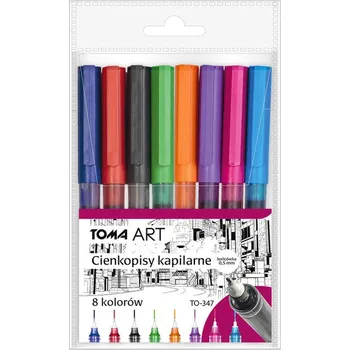 Cienkopisy 0,5 mm kapilarne 8 kolorów, Toma
