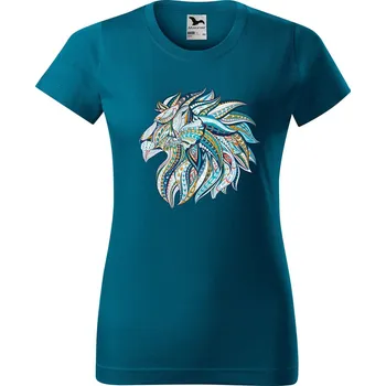 Dámské tričko DOBRÝ TRIKO Dámské tričko s potiskem Hlava lva Barva: Petrolejová, Velikost: XL