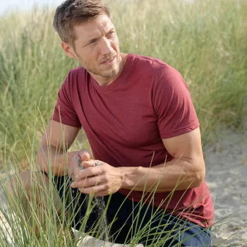 Blancheporte Tričko s kulatým výstřihem a krátkými rukávy červený melír 77/86 (S)