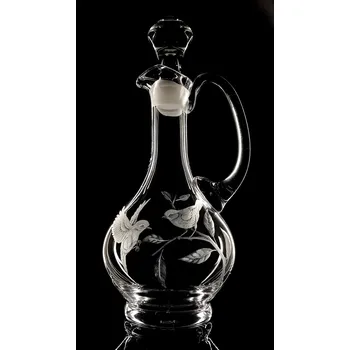Sklenice Karafa na víno 750ml s rytinou ptáčků - ručně ryté (broušené)
