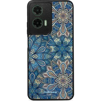 Pouzdro na mobilní telefon Lesklý kryt Mobiwear Glossy - Motorola Moto G35 5G - G038G - Modré mandala květy (Prémiové lesklé pouzdro, obal, kryt Mobiwear Glossy na mobil Motorola Moto G35 5G - G038G - Modré mandala květy, materiál Plast + TPU silikon - krytí po všech stranách,)
