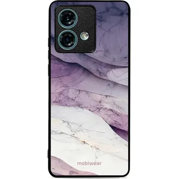 Pouzdro na mobilní telefon Lesklý kryt Mobiwear Glossy - Motorola Edge 40 Neo - G028G - Bílý a fialový mramor (Prémiové lesklé pouzdro, obal, kryt Mobiwear Glossy na mobil Motorola Edge 40 Neo - G028G - Bílý a fialový mramor, materiál Plast + TPU silikon - krytí po všech stranách,)