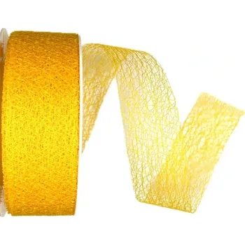 Stuha Stuha MESH YELLOW floristická síťka žlutá 40mm x 25m (Stuha síťovaná, floristická, barva sytě žlutá)