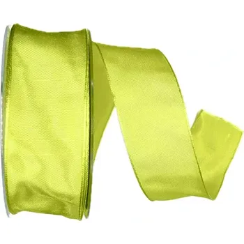 Stuha Stuha saténová SPRING zelená 40mm x 20m (6,- Kč/m) (Zelená saténová stuha, oboulící, lesklá, s vetkaným drátkem v obou okrajích)