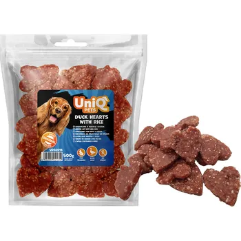 Pamlsek pro psa UNIQ Pets Kachní srdíčka s rýží 500g
