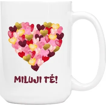 Hrnek velký s potiskem Miluji tě se srdíčky