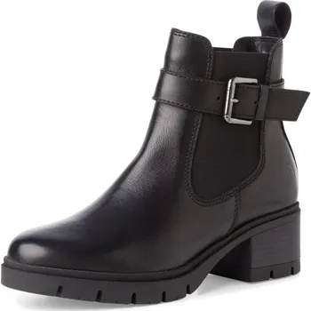 Dámské kozačky Dámská Dámská kotníková obuv TAMARIS 25447-43-003 černá W4 1-25447-43 BLACK LEATHER 003 H/W4 39