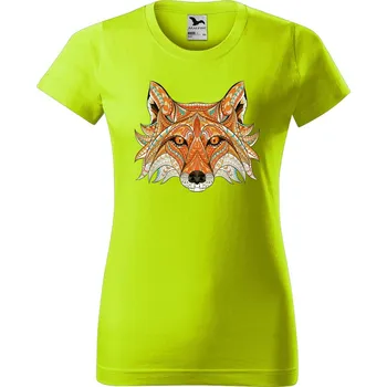 Dámské tričko DOBRÝ TRIKO Dámské tričko s potiskem Hlava lišky Barva: Limetková, Velikost: M