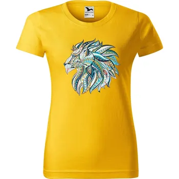 Dámské oblečení DOBRÝ TRIKO Dámské tričko s potiskem Hlava lva Barva: Žlutá, Velikost: S