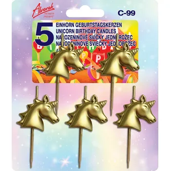 Dortová svíčka Alvarak Dortové svíčky Zlatý jednorožec 5ks