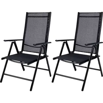 FurniGO Sada 2 hliníkových křesel - černá