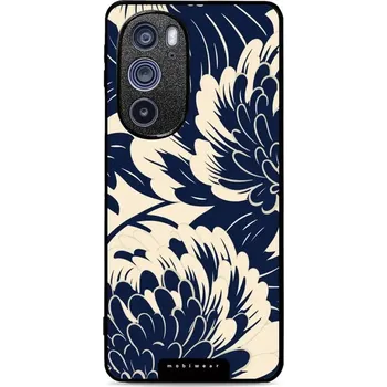 Pouzdro na mobilní telefon Lesklý kryt Mobiwear Glossy - Motorola Edge 30 Pro - GA40G Modré a béžové květy (Prémiové lesklé pouzdro, obal, kryt Mobiwear Glossy na mobil Motorola Edge 30 Pro - GA40G Modré a béžové květy, materiál Plast + TPU silikon - krytí po všech stranách,)