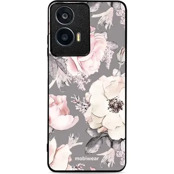 Pouzdro na mobilní telefon Lesklý kryt Mobiwear Glossy - Motorola Moto G04 - G034G - Květy na šedém pozadí (Prémiové lesklé pouzdro, obal, kryt Mobiwear Glossy na mobil Motorola Moto G04 - G034G - Květy na šedém pozadí, materiál Plast + TPU silikon - krytí po všech stranách,)