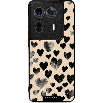 Pouzdro na mobilní telefon Lesklý kryt Mobiwear Glossy - Motorola Edge 50 Ultra - GA51G Černá srdíčka (Prémiové lesklé pouzdro, obal, kryt Mobiwear Glossy na mobil Motorola Edge 50 Ultra - GA51G Černá srdíčka, materiál Plast + TPU silikon - krytí po všech stranách, neošoupatelný)