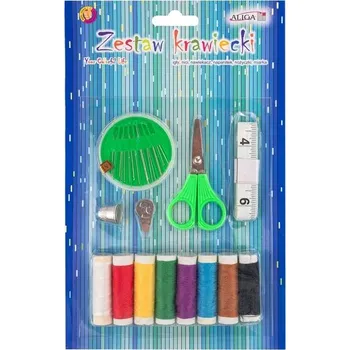 Set školních potřeb Zestaw krawiecki -igły, nici, nawlekacz, naparstek, nożyczki, miarka, NIT-1078, Aliga