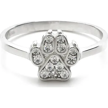 Prsten Stříbrný prsten psí tlapka se zirkony Pawie - 51