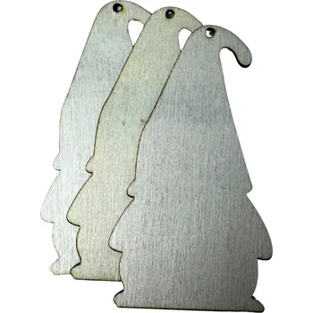 Vánoční dekorace Creatissimo - dřevěný výřez ve tvaru Vánočního skřítka 10 cm sada 3 kusů